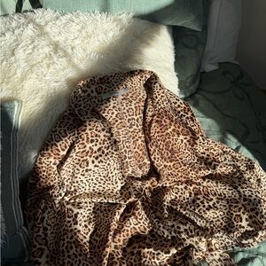 Leopard Print Tie-front Blouse